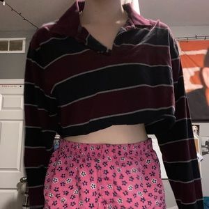 cropped stripped polo long sleeve